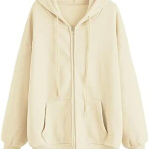 SHEIN Women's Oversized Long Sleeve Drawstring Drop Shoulder Zip Up Hoodie Sweatshirt