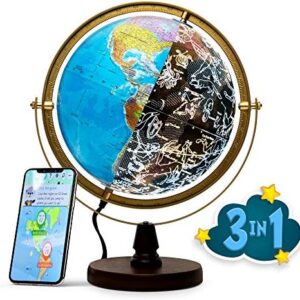SJSMARTGLOBE with Interactive APP & LED Illuminated Constellations at Night, US-Patented STEM education 10" World Globe with Detailed map
