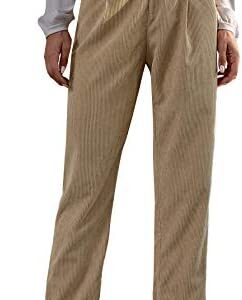 SOLY HUX Women's High Waisted Straight Leg Corduroy Pants Trousers with Pocket