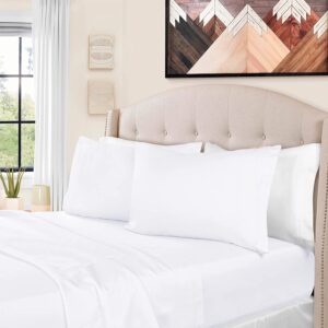 SUPERIOR 1500 Thread Count Egyptian Cotton Sheets, Luxury Bedding Set, Soft Long Staple Cotton, Includes Elastic Deep Pocket Fitted Sheet, Two Pillowcases, Flat Sheet, King, White