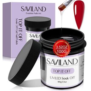 Saviland Gel Top Coat - 3.5OZ Large Capacity No Wipe Top Gel Coat Clear Gel Nail Polish Soak Off U V LED Gel for Starters Professionals Home DIY Nail Salon Manicu