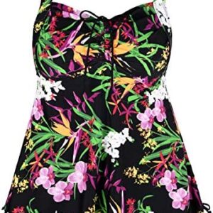 Septangle Women Plus Size Bathing Suits Paisley Print Two Piece Swimsuit Tankini Swimwear