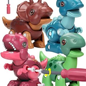 Smarkids Take Apart Dinosaur Toys for Kids for Fine Motor Skills - Moveable Kids Dinosaur Toys with Screwdriver - Dinosaur Toy for Hours of Fun - STEM Toys for 3+ Year Old - 4-Pack
