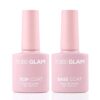 TOBEGLAM No Wipe Gel Top Coat and Base Coat Set, Gel Nail Polish Soak-Off LED Clear Gel Nail Lacquer Resin Polish Long Lasting Gloss Nail Art Glue for Home DIY And Nail Salon, 2 x 8ml