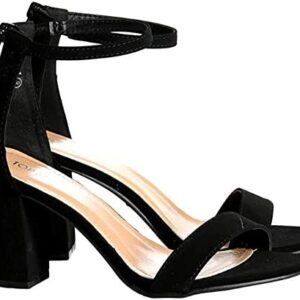 TOP Moda Womens Hannah-1 Platform Chunky Heel Metallic Glitter Party Ankle Strap High Heel Sandal