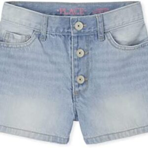 The Children's Place Girls High Waist Button Front Denim Shortie Shorts