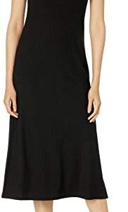The Drop Women's Leslie Side Slit Strappy Square Neck Loose-Fit Rib Knit Midi Dress, Cuban Sand, XXS