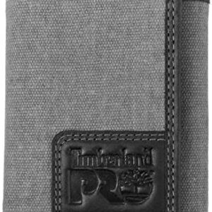 Timberland PRO Men's Canvas Leather RFID Trifold Wallet with Zippered Pockets