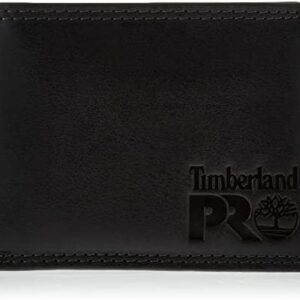 Timberland PRO Men's Leather RFID Wallet with Removable Flip Pocket Card Carrier