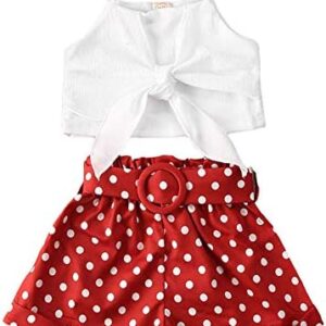 Toddler Baby Girl 2Pcs Outfits Kids Cute Bowknot Strap Crop Top+Polka Dot High Waist Shorts Pants Summer Clothes Set