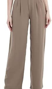 Tronjori Women High Waist Casual Straight Leg Long Dress Pants Wide Leg Trousers Regular Waistband