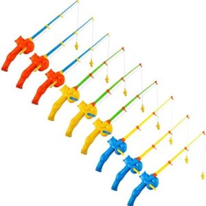 Trounistro 9 Pack Magnetic Fishing Toy Pole Magnet Fishing Rods Fishing Bath Toy Game Fishing Rod for Magnetic Fishing Games for Kindergarten Preschool Boys Girls