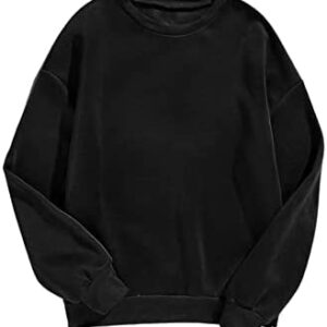 Verdusa Women's Long Sleeve Top Round Neck Drop Shoulder Pullover Sweatshirt