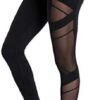WE CUFFLLE Women's Mesh High Waist Leggings Yoga Pants with Pockets Tummy Control 4 Way Stretch Workout Yoga Leggings