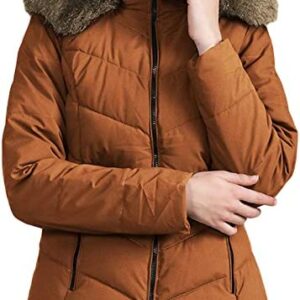 Womens Ladies Quilted Winter Coat Fur Collar Hooded Down Parka Outerwear Long Sleeve Zip Puffer Baggy Short Down Jacket