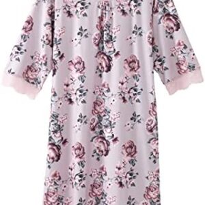 Women's Open Back Adaptive Lace Trim Nightgown - No Peek V-Neck Hospital Gown for Seniors