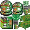 Xigejob Sports Theme Birthday Party Supplies Tableware, Sports Party Decorations, Plates, Cups, Napkins, Tablecloth, Cutlery, Straws, Soccer Basketball Baseball Football Theme Dinnerware | Serve 24