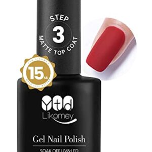 YTD Likomey Gel Nail Polish Matte Top Coat,15ML Soak Off UV No Wipe Velvet Top Coat,Long Lasting Clear Gel For Salon Home DIY Manicure Use