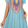 elescat Women Summer Dress Tshirt Beach Sundress Casual Plus Size Flowy Swing Short Sleeve Loose Tunic