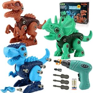 Kids Toys Stem Dinosaur Toy: Take Apart Dinosaur Toys for kids 3-5| Learning Educational Building construction Sets with Electric Drill| Birthday Gifts for Toddlers Boys Girls Age 3 4 5 6 7 8 Year Old