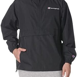 Champion Stadium Packable Jacket, Lightweight Water and Wind Resistant Pullover, Half Zip Hooded Windbreaker