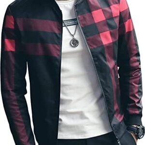 LOGEEYAR Men's Bomber Jacket Casual Slim Fit Printed Outerwear Coat