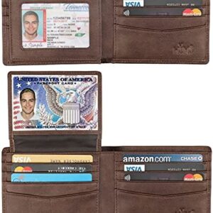 Wallet for Men-Genuine Leather RFID Blocking Bifold Stylish Wallet With 2 ID Window