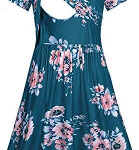 Quinee Women's Floral Short Sleeve Summer Maternity Nursing Breastfeeding Dress
