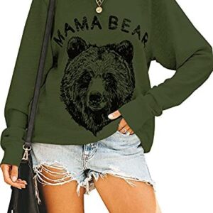Blooming Jelly Women's Cute Long Sleeve Top Loose Mama Bear Crewneck Pullover Sweatshirt