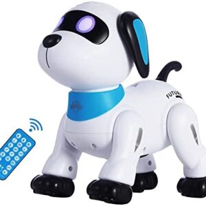 Remote Control Robot Dog Toy, Programmable Interactive & Smart Dancing Robots for Kids 5 and up, RC Stunt Toy Dog with Sound LED Eyes, Electronic Pets Toys Robotic Dogs for Kids Gifts