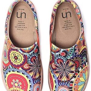 UIN Women's Fashion Floral Art Sneaker Painted Canvas Slip-On Ladies Travel Shoes