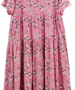 Minibee Women's Bohemian Maxi Dress Summer Short Sleeve Boho Floral Long Beach Swing Dresses with Pockets