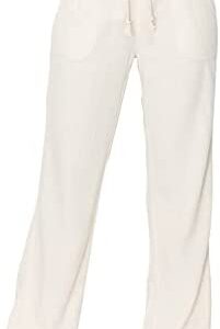 Cali1850 Women's Casual Linen Pants - Drawstring Smocked Waist Oceanside Lounge Beach Trousers with Pockets
