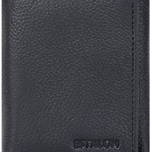 Slim RFID Wallets for Men - Genuine Leather Front Pocket Trifold Wallet