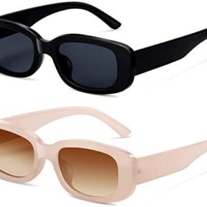 Rectangle Womens Sunglasses Retro Fashion 90s UV400 Protection Square Frame Y2K Sunglasses