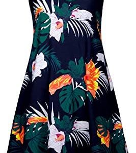 Ivicoer Women's Summer Beach Dresses V-Neck Floral Printed Tank Swing Dress Plus Size with Pocket(L-5XL)