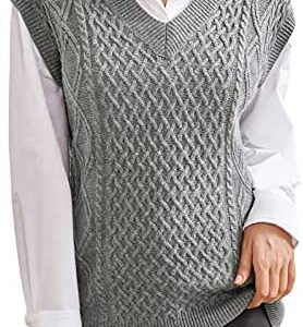 GRACE KARIN Women's Oversized V Neck Pullover Sweater Vest Casual Knitted Top