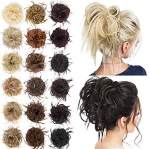 AISI BEAUTY Tousled Updo Hair Pieces Messy Bun Hair Scrunchies Extensions Hair Pieces and Ponytails Hair Extensions for Women (24/613#(Natural Blonde Mix Bleach Blonde))