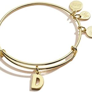 Alex and Ani Expandable Bangle for Women, Initials A to Z Letter Charms, Shiny Finish, 2 to 3.5 in