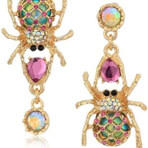 Betsey Johnson Spider Non-Matching Drop Earrings