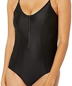 Body Glove Women's Standard Smoothies Skylar Solid Zip Front One Piece Swimsuit