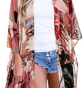 Dokotoo Womens 2022 Fashion Summer Print Kimono Casual Cardigans Loose Cover ups