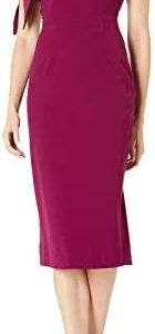 Dress the Population Women's Tiffany One Shoulder Bow Detail Midi Sheath Dress