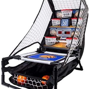 Franklin Sports Basketball Arcade Game - Table Top Bounce A Bucket Shootout - Indoor Electronic Basketball Gameroom Game for Kids
