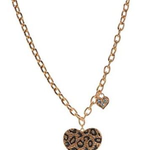 GUESS "Basic" Gold Cheetah Heart Pendant Necklace, 16" + 1" Extender