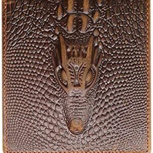 HRS Crocodiile Wallets for Men- Ultra Slim Genuine Leather Mens Bifold Wallet Vintage Personal with Alligator Embossed