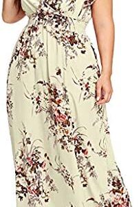 Neck Dress Size Print V Boho Sleeveless Women Summer Floral Plus Size Sequin Dress for Women Formal (Yellow, XXL)