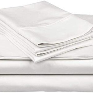 Rajlinen 4 PC 100% Egyptian Cotton Sheets Sets, King Size Cooling Bed Sheets 500 Thread Count Bedding and Pillow Cases Egyptian Cotton Sheets Fits Mattress 16" Deep Pocket, White Solid