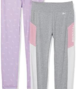 Reebok Girls' 2-Pack Basic Active Performance Leggings/Yoga Pants-Ankle Length