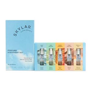 Skylar Eau de Parfum Discovery Set: Clean Perfume Sampler Sets for Women & Men - Mini Perfume Set, Travel Size Perfume Gift Set, Fragrance Sets - Hypoallergenic & Vegan - 5x1.5mL Fresh Perfume Samples